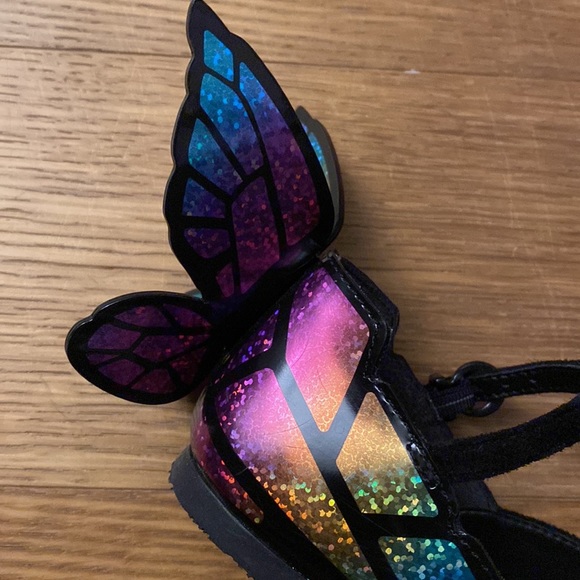 Sophia Webster Girls Mini Chiara Butterfly Wings Black Velvet Flats Shoes 1 32 - Picture 4 of 7